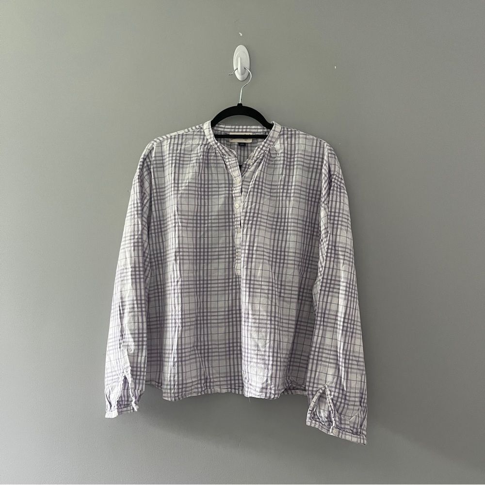 Universal Thread Blouse Purple Plaid Pullover Lightweight Oversized Small